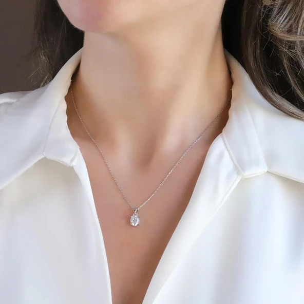 Elips Mini Mozanit Taşlı Gümüş Set - Resim 2