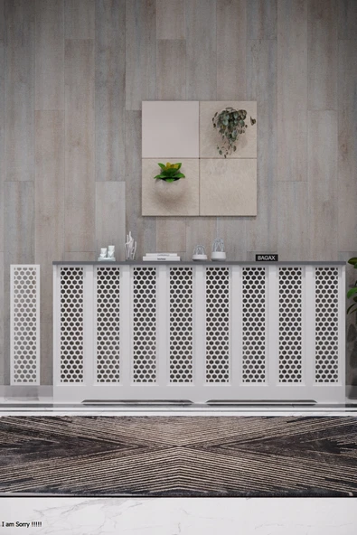 Petek Kaplama Modern Radyatör Kapatma Ünitesi Ön Panel MDF Tasarım İç ölçü 156 cm Dış Ölçü 160 cm ürün görseli 1