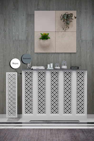 Dekoratif Petek Dolabı Kalorifer Peteği Kapatma Ünitesi Modern Tasarım İç Ölçü 96 cm Dış Ölçü 100 cm ürün görseli 1