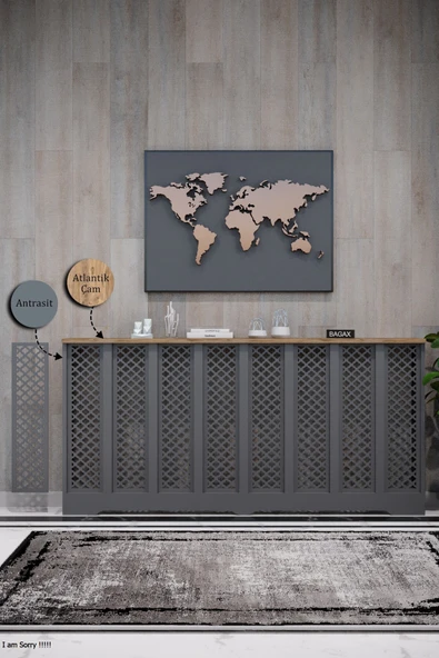 Petek Kaplama Modern Radyatör Kapatma Ünitesi Ön Panel MDF Tasarım İç ölçü 156 cm Dış Ölçü 160 cm ürün görseli 1