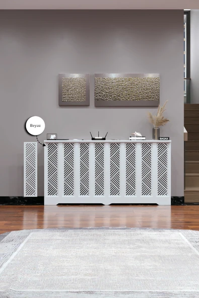 Petek Kaplama Modern Radyatör Kapatma Ünitesi Ön Panel MDF Tasarım İç ölçü 156 cm Dış Ölçü 160 cm ürün görseli 1