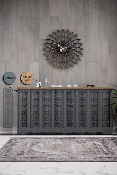 Petek Kaplama Modern Radyatör Kapatma Ünitesi Ön Panel MDF Tasarım İç ölçü 156 cm Dış Ölçü 160 cm ürün görseli 1