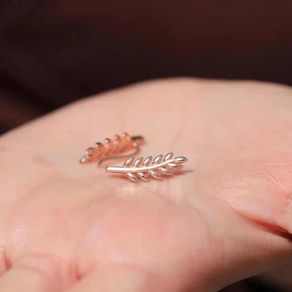 Başak Modeli Rose Gold Kaplama Gümüş Küpe - Resim 3
