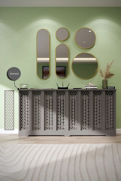 Petek Kaplama Modern Radyatör Kapatma Ünitesi Ön Panel MDF Tasarım İç ölçü 156 cm Dış Ölçü 160 cm ürün görseli 1