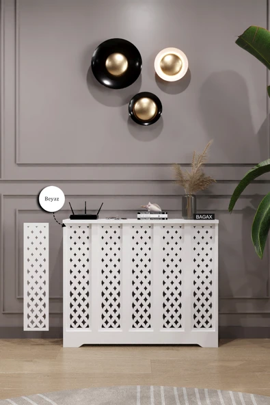 Dekoratif Petek Dolabı Kalorifer Peteği Kapatma Ünitesi Modern Tasarım İç Ölçü 96 cm Dış Ölçü 100 cm ürün görseli 1