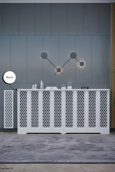 Petek Kaplama Modern Radyatör Kapatma Ünitesi Ön Panel MDF Tasarım İç ölçü 156 cm Dış Ölçü 160 cm ürün görseli 1