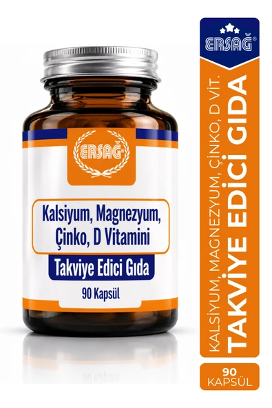 ERSAĞ Kalsiyum Magnezyum Çinko ve D Vitamini İçeren Takviye Edici Gıda 90 Kapsül ürün görseli 1