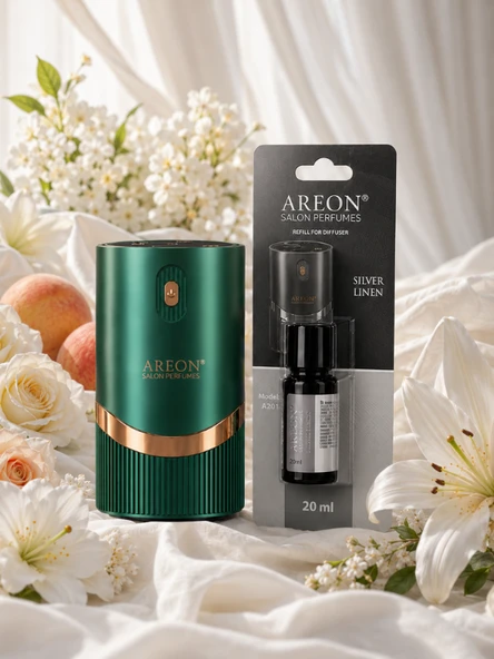 Areon Aromatik Difüzör Yeşil (Lux Metal) + Silver Linen ürün görseli 1