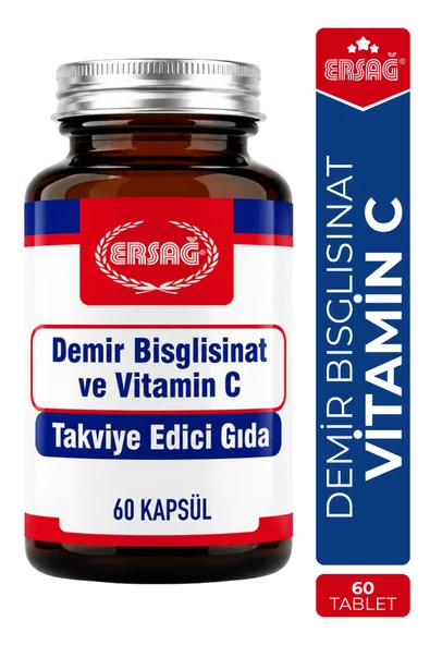 ERSAĞ Demir Bisglisinat ve Vitamin C Takviye Edici Gıda 60 Kapsül ürün görseli 1