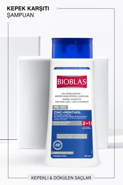 BIOBLAS 2’Sİ 1 ARADA MENTOL FERAHLIĞI VE KEPEK KARŞITI ŞAMPUAN 360 ML ürün görseli 1
