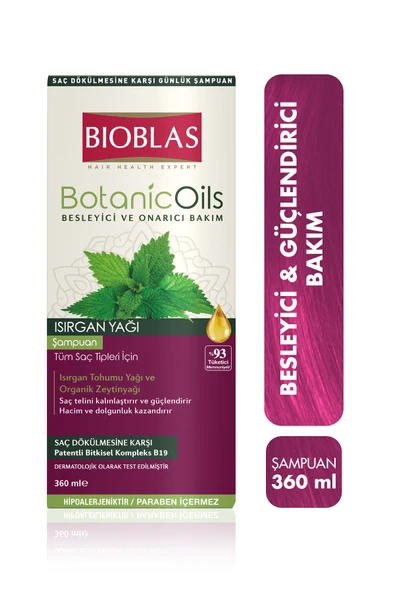BIOBLAS ORGANIC OILS ISIRGAN YAĞLI ŞAMPUAN 360 ML ürün görseli 1