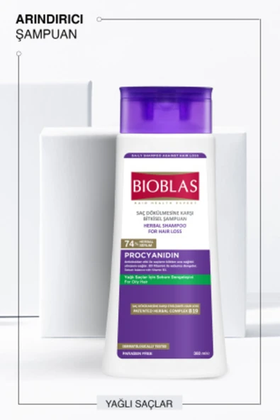BIOBLAS PROCYANIDIN SAÇ DÖKÜLMESİNE YAĞLANMAYA KARŞI ŞAMPUAN 360 ML ürün görseli 1