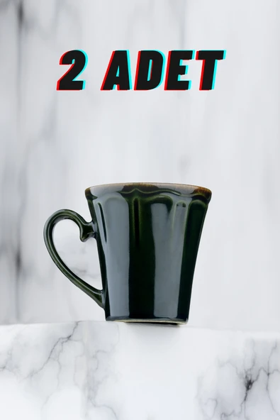 Countra El Yapımı 2'li Seramik Özel Kahve Köpüğü Desenli Vintage Tasarım Kupa Çay FincanKahveKupası 10cm 9cm ürün görseli 1