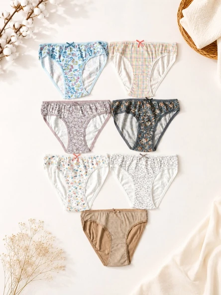 Kadın Renkli Pamuklu Bikini Külot 7 Li Paket ürün görseli 1
