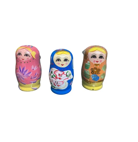 5 Li Ahşap Matruşka Bebek Seti 1911 - Resim 2