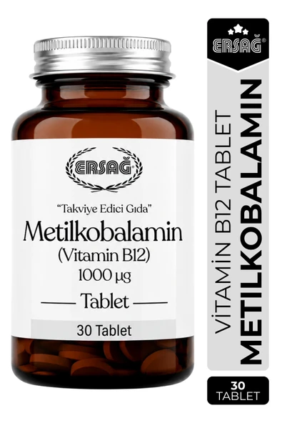 ERSAĞ Metilkobalamin Vitamin B12 Takviye Edici Gıda 30 Tablet ürün görseli 1