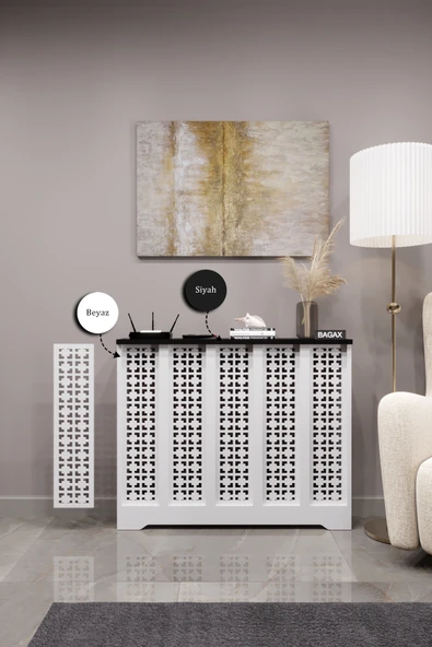 Dekoratif Petek Dolabı Kalorifer Peteği Kapatma Ünitesi Modern Tasarım İç Ölçü 96 cm Dış Ölçü 100 cm ürün görseli 1