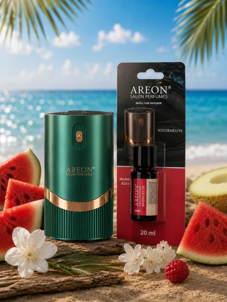 Areon Aromatik Difüzör Yeşil (Lux Metal) + Watermelon ürün görseli 1