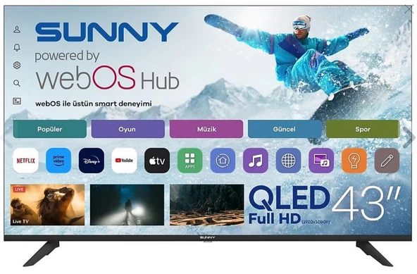 SUNNY SN43QFMLN-W02S 109 Ekran Full HD webOS Smart QLED TV ürün görseli 1