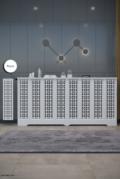 Petek Kaplama Modern Radyatör Kapatma Ünitesi Ön Panel MDF Tasarım İç ölçü 156 cm Dış Ölçü 160 cm ürün görseli 1
