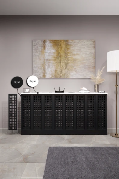 Petek Kaplama Modern Radyatör Kapatma Ünitesi Ön Panel MDF Tasarım İç ölçü 156 cm Dış Ölçü 160 cm ürün görseli 1