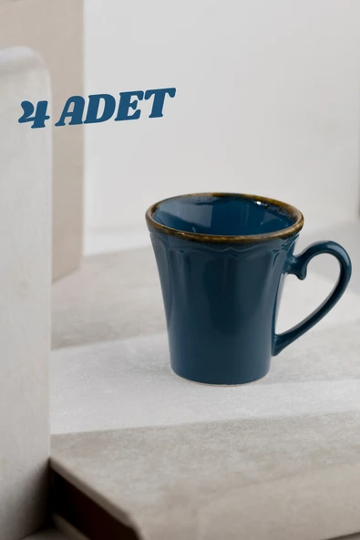 Countra El Yapımı 4'lü Seramik Özel Kahve Köpüğü Desenli Vintage Tasarım Kupa Çay Fincan KahveKupası 10cm9cm ürün görseli 1