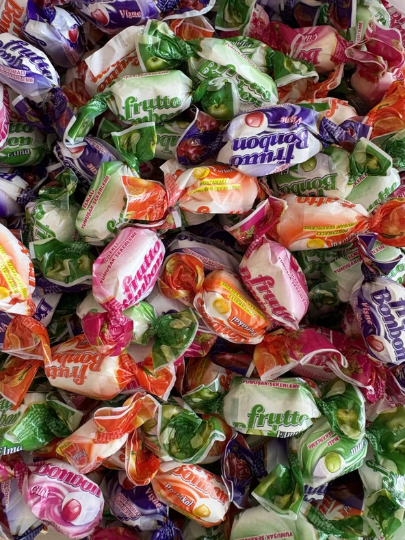 Frutto Bonbon Karışık Meyve Aromalı Yumuşak Şeker 1 KG. (Portakal, Elma, Vişne, Çilek) ürün görseli 1
