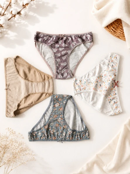 Kadın Renkli Pamuklu Bikini Külot 4 ' Lü Paket ürün görseli 1