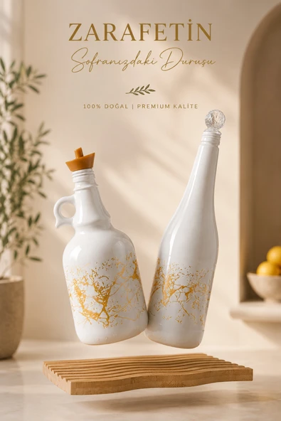 Countra Bambu Standlı 2’li Cam Yağdanlık Seti Şık Sofra Sunum Takımı 1000 ml ürün görseli 1