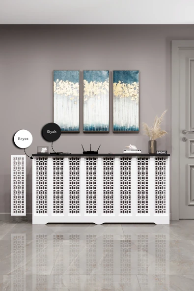 Petek Kaplama Modern Radyatör Kapatma Ünitesi Ön Panel MDF Tasarım İç ölçü 156 cm Dış Ölçü 160 cm ürün görseli 1