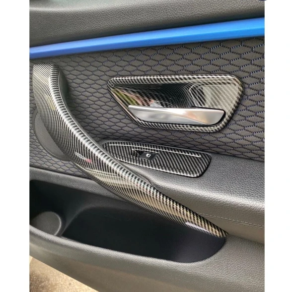 Bmw F30 F32  F34 F36 Uyumlu İç Kapı Kolu Tutamaç + Kapı Açma + Cam Açma Karbon İç Trim Kaplama Seti ürün görseli 1