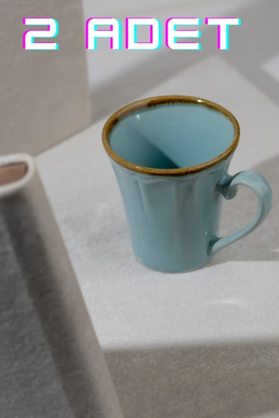 Countra El Yapımı 2'li Seramik Özel Kahve Köpüğü Desenli Vintage Tasarım Kupa Çay FincanKahveKupası 10cm 9cm ürün görseli 1