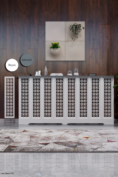 Petek Kaplama Modern Radyatör Kapatma Ünitesi Ön Panel MDF Tasarım İç ölçü 156 cm Dış Ölçü 160 cm ürün görseli 1