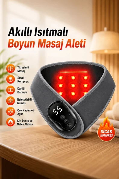Auhma AMG41 Isı Teknolojili Boyun Masaj Aleti Terapi 5 Kademeli Termal Sıcak Kompres Kablosuz Masaj Cihazı ürün görseli 1
