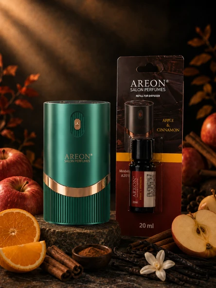 Areon Aromatik Difüzör Yeşil (Lux Metal) + Apple Cinnamon ürün görseli 1