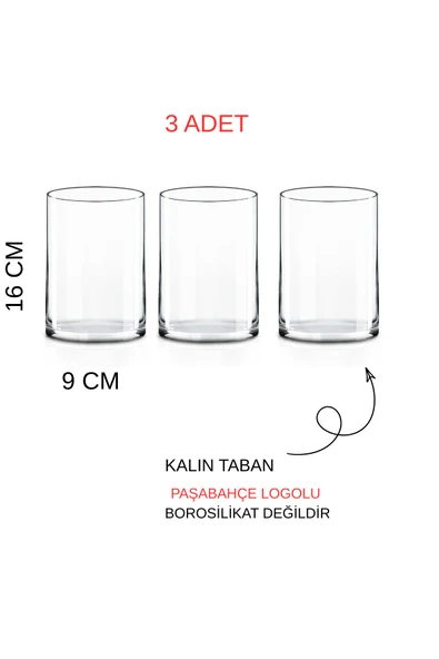 Paşabahçe 9X16 3'lü Silindir Mumluk (paşabahçe logolu) - Resim 5