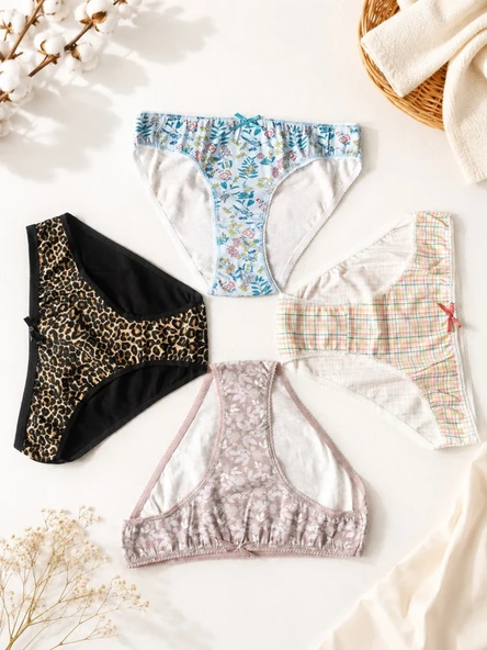 Kadın Renkli Pamuklu Bikini Külot 4 ' Lü Paket ürün görseli 1