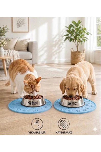Silikon Mama Matı Kedi & Köpek İçin | Kaymaz, Yıkanabilir, Havuzlu Mama Altlığı ürün görseli 1