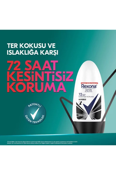 REXONA INVİSİBLE BLACK WHİTE KADIN ROLL-ON 50 ML ürün görseli 1