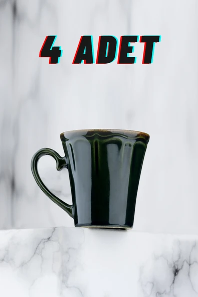 Countra El Yapımı 4'lü Seramik Özel Kahve Köpüğü Desenli Vintage Tasarım Kupa Çay Fincan KahveKupası 10cm9cm ürün görseli 1