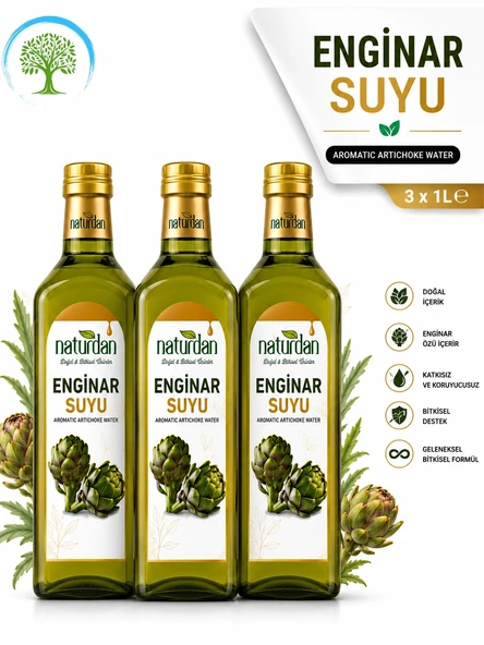 Naturdan Enginar Suyu 1Litre x 3 Adet - Enginar Özlü Aromatik Su 1000 ml ürün görseli 1