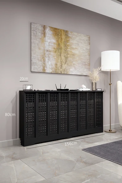 Petek Kaplama Modern Radyatör Kapatma Ünitesi Ön Panel MDF Tasarım İç ölçü 156 cm Dış Ölçü 160 cm ürün görseli 1