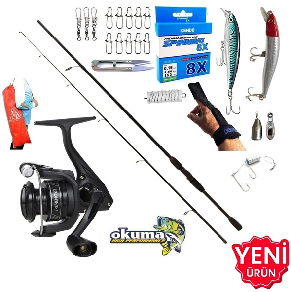 Okuma Revenger Rv-3000A 270cm 20-40gr Double Black Rapala Maket Balık Spin Olta Takımı Seti ürün görseli 1