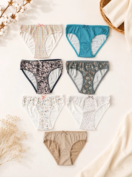 Kadın Renkli Pamuklu Bikini Külot 7 Li Paket ürün görseli 1
