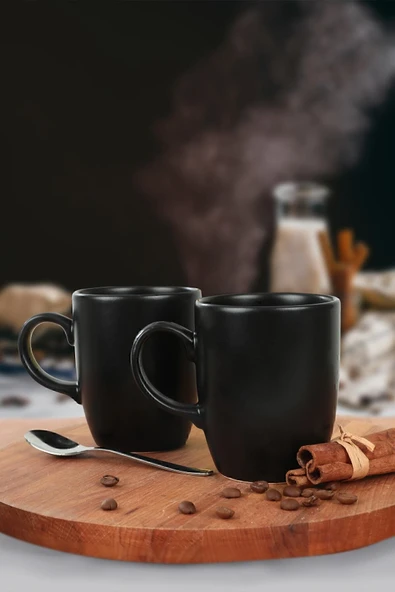 Keramika Mat Siyah Bulut Kupa 9 Cm 6 Adet ürün görseli 1