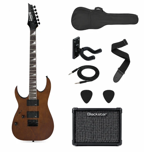 Ibanez GRG121DXL-WNF Solak Elektro Gitar Seti Blackstar ID:Core 10 V4 Amfili ürün görseli 1