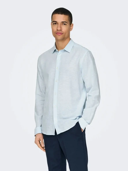 ONSCAIDEN LIFE LS SOLID LINEN BLEND NOOS  Erkek Gömlek 22012321 ürün görseli 1