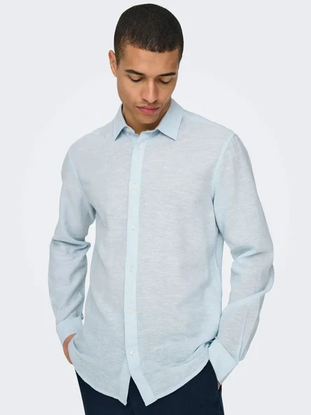 ONSCAIDEN LIFE LS SOLID LINEN BLEND NOOS  Erkek Gömlek 22012321 - Resim 4