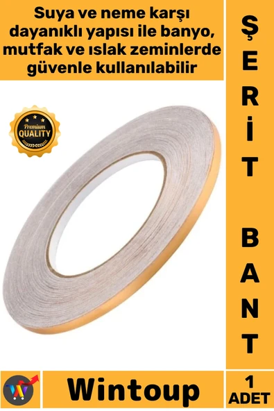 #Bant Kendinden Yapışkanlı Dekoratif Şık Şerit Fayans Arası İzolasyon Bantı Gold 05 Cm X 50 Metre ürün görseli 1