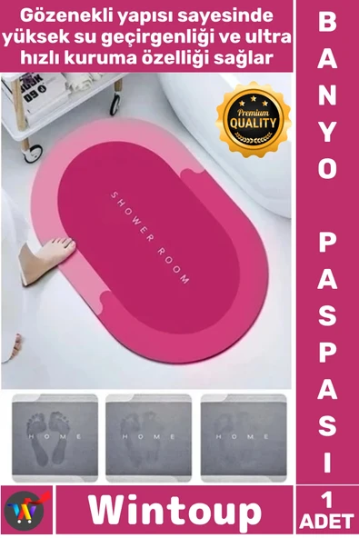 #Paspas Nappa Deri Hızlı Kuruyan Banyo Mutfak Kauçuk Tabanlı Süper Su Emici Kaymaz Tabanlı Paspas ürün görseli 1